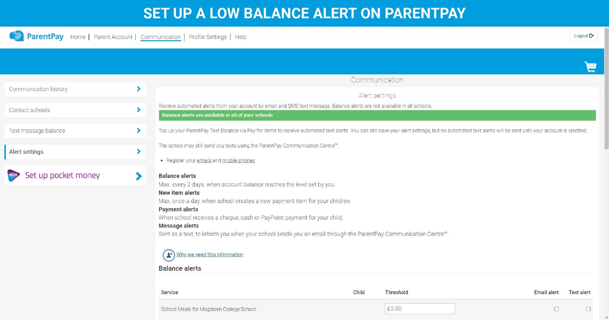 Parentpay Low Balance Alerts 01