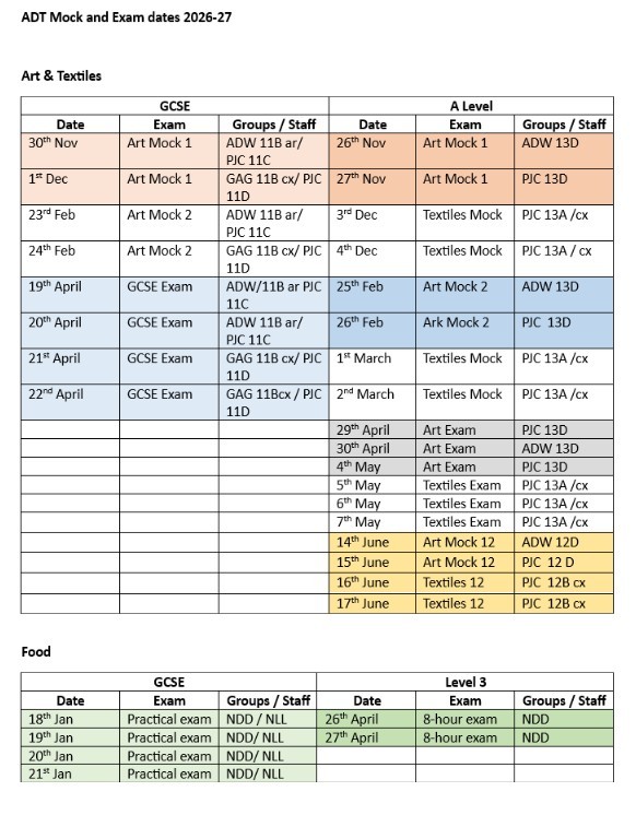 ADT mock and exam dates 2026 27 ADT mock and exam dates 2026 27