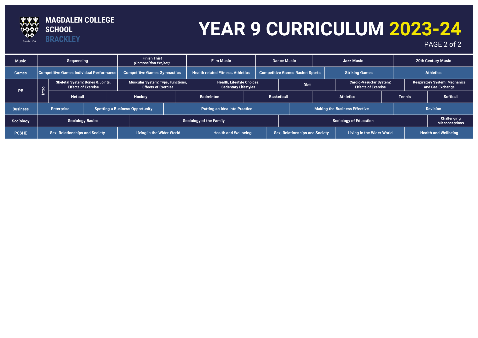 Curriculum Grid Y9 P2